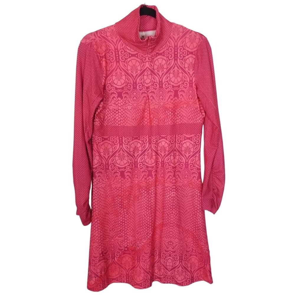 Prana Womens Tatiana Dress Size M Floral Stretch Mock Neck Activewear Athletic